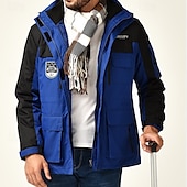 abordables Softshell, polares y chaquetas de montaña-Hombre Chaqueta Softshell Chaqueta para senderismo Invierno Al aire libre Bloque de color Resistente al Viento Resistente al Agua Chaquetas 3-en-1 Chaqueta cortavientos Viaje Negro Marfil Azul Marino