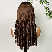 economico Parrucche lace front capelli veri-Parrucca in pizzo frontale con capelli umani castani 4# 13*4, capelli umani brasiliani, densità 180%