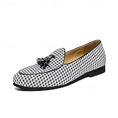 preiswerte Lässig-elegante Herren-Loafer mit Hahnentrittmuster und Quaste - perfekt für Hochzeiten und Partys