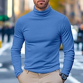 abordables camisetas basicas-Hombre Camiseta superior Camisa de manga larga Jersey de cuello alto simulado Manga Larga Cuello Alto Cuello de pila Invierno Primavera &amp; Otoño Color sólido Diario Casual Estilo callejero Cuello Alto