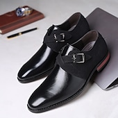 economico Semi-formale-scarpe da uomo con cinturino alla caviglia in pelle sintetica e pelle scamosciata bicolore – eleganti scarpe eleganti con fibbia per occasioni formali