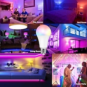 cheap Smart Lights-E27 A19 RGBW Color-Changing LED Bulb with Remote, 5W/10W, 16 Colors, Dimmable &amp; Memory Function for Party, Bedroom, Outdoor 1 Pack