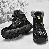 billiga Kängor-Herr Stövlar Snökängor Kängor Vinterkängor Fleecefoder Mocka Nylon Bekväm Halksäker Snörning Svart Grå