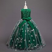 abordables Robes de fête-Enfants Fille Robe de fête Etoile Sans Manches Utilisation Noël Anniversaire Maille Magnifique Doux Polyester Maxi robe soirée Robe Évasée Robe Trapèze Eté 4-12 ans Rose Claire Rouge Bleu