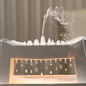 preiswerte Luftbefeuchter und Luftentfeuchter-Diffusoren für ätherische Öle mit Flammen und Regentropfen, Duftdiffusor für die Schlafzimmer-Aromatherapie, Luftdiffusor, Aroma-Defuser, 300 ml, mit zeitgesteuertem, düsterem Niederschlag und Regentropfen