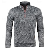 preiswerte Herrenpullover-Herren Pullover Strickpullover Pullover mit Viertelreißverschluss Gerippt Stricken Standard Strick Glatt Viertel Postleitzahl Modisch Basic Urlaub Freizeitskleidung Bekleidung Herbst Winter Schwarz