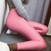 cheap Plain Leggings-Women&#039;s Normal Tights Leggings Fashion Full Length Mid Waist Plain Comfort Micro-elastic Party Valentine&#039;s Day Casual Black White Pink Wine Summer Spring &amp;  Fall Slim