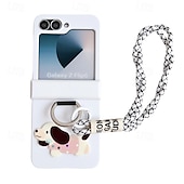 cheap Samsung Cases-Phone Case For Z Flip 7 Z Flip 6 Z Flip 5 Z Flip 4 Z Flip 3 Back Cover with Wrist Strap Shockproof Retro TPU Silicone