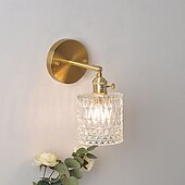 abordables Apliques de pared para interior-Lámparas de pared retro con pantalla de vidrio de 1 luz, apliques de pared ajustables de latón para interiores, luces de montaje en pared nórdicas para baño, pasillo, dormitorio, accesorio de