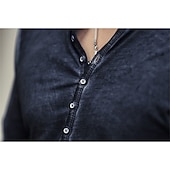 tanie Casualowa koszulka Henley-Męskie Koszula Henley Koszulka Koszulka z długim rękawem Równina Henley Ulica Urlop Długi rękaw Odzież 100% bawełna Zabytkowe Moda Podstawowy