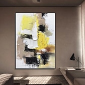cheap Still Life Paintings-White Gray Yellow Textured Painting Large Colorful Abstract Painting Texture Abstract Painting Colorful Knife Painting Hand-painted Abstract Art Large Canvas Art Boho Decor