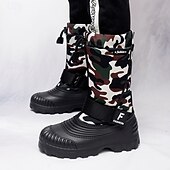 tanie Buty zimowe i śniegu-męskie zimowe buty śnieżne w kamuflażu z wodoodporną cholewką i pluszową podszewką - wytrzymała, antypoślizgowa podeszwa, regulowany pasek, idealne do aktywności na świeżym powietrzu
