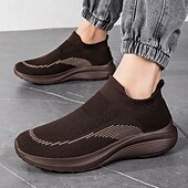 economico Sneakers da uomo-sneakers slip-on rosse leggere da uomo | tomaia in flyknit traspirante con suola comoda per attività casual e sportive