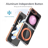 levne Pouzdra pro Samsung-telefon Carcasă Pro Samsung Galaxy Z Flip 7 Z Flip 6 Z Flip 5 Zadní kryt se stojánkem Nárazuvzdorné Retro Uhlíkové vlákno PC