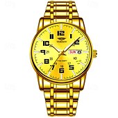 economico Orologi al quarzo-1 pz nuovo acciaio inossidabile con orologio da uomo digitale calendario settimanale display moda tendenza vita viaggio luminescente tempo libero sport affari orologio regalo di compleanno regalo di