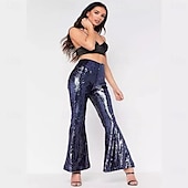 economico Fondi-Anni &#039;80 Hip Pop Metallico Lucido Pantaloni a zampa d&#039;elefante Costume Abba Disco Paillettes Per donna Costume di Carnevale Halloween Carnevale martedì grasso Performance Feste Parata dell&#039;Orgoglio