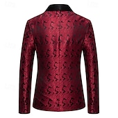 ieftine Sacouri clasice pentru bărbați-Bărbați Blazer Afaceri Petrecere cu cocktail Petrecere Nuntă Modă Casual Primăvara &amp; toamnă Poliester Imprimeu Paisley Buzunar Nasturi Comfortabil Cu Un Nasture Blazer Argintiu Gri Închis Negru Alb