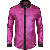 cheap Tops-Retro Vintage 1970s 1980s Shirt Disco Shiny Metallic Men&#039;s Carnival Costume Halloween Carnival Performance Party Club Adults&#039; Shirt