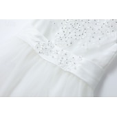 preiswerte Kleider für die Blumenmädchen-kinderkleidung Mädchen Blumenmädchen Kleid Kleid Ärmellos Hochzeit Party Schleife Elegant Vintage Spitze Tüll Maxi 4-13 Jahre Weiß Rosa Rote