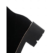 baratos Botas de neve e inverno-botas femininas de camurça sintética com cadarço até o joelho e punhos de pele sintética – calçados de inverno estilosos com sola grossa