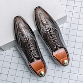 baratos Formal-sapatos oxford masculinos bronze metálico com padrão de crocodilo e detalhes perfurados - calçados formais elegantes para casamentos, festas e eventos empresariais