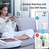 cheap Wireless Routers-1200Mbps WiFi Repeater Wireless WiFi Signal Repeater Dual-Band 2.4G 5G Network Amplifier WPS Router