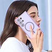 Недорогие Чехлы для Samsung-телефон Кейс для Назначение S24 Ultra S24 Plus S24 S24 ФЭ S25 Ультра Кейс на заднюю панель Магнитный Поддержка беспроводной зарядки Защита от удара Ретро ТПУ