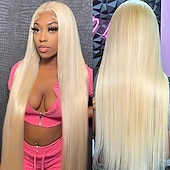 economico Parrucche lace front capelli veri-613#t parrucca frontale in pizzo capelli umani 13x4x1 lisci 150% densità per donne capelli umani