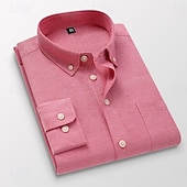 billige Button Down-skjorter for menn-Herre Dresskjorter Skjorte med knapp ned Oxford skjorte Skjorte med krage عادي Bryllup Arbeid Lys Rosa Hvit Marineblå Blå Langermet Vår &amp; Vinter Klær