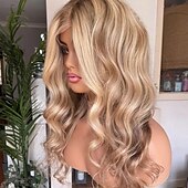 abordables Perruques à dentelle frontale-Perruque Cheveux vierges non transformés Fermeture 5x5 13x4 devant en dentelle Cheveux Brésiliens Ondulé Blond Multicolore Partie libre Femme Densité 130% 150% avec des cheveux de bébé Mèches