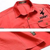 economico camicie western da uomo-Per uomo Renna Cervo Camicia da lavoro Camicia Western Camicia cargo Manica Lunga Western Casual Uscire Caccia Primavera Autunno Collo ripiegato Stampato Nero Bianco Verde militare Rosso Blu