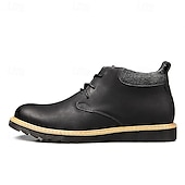 baratos Botas de cano curto-botins masculinos de couro marrom com design de cadarço e sola durável – calçados casuais elegantes para uso diário e ao ar livre