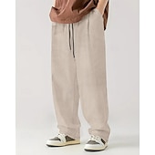 baratos Calças Desportivas-Homens Calças Esportivas Calça de moletom com pernas largas Calças de Veludo Calças Bolsos Com Cordão Cintura elástica Tecido Conforto Esportes Diário Moda Casual Preto Branco Micro-Elástica