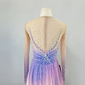 preiswerte Eiskunstlaufkleider-Eiskunstlaufkleid Damen Mädchen Eislaufen Kleid Rosa Asymmetrischer Saum Netzstoff Hohe Elastizität Training Wettbewerb Eiskunstlaufkleidung Klassisch Kristall / Strass Langarm Eislaufen Eiskundstlauf