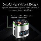 お買い得  車用Bluetoothキット/ハンズフリー-bc41 車用 mp3 プレーヤー 車載充電器、qc3.0 急速充電、カラフルなアンビエント ライト、FM トランスミッター、デュアル USB ポート