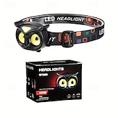 cheap Head Lights-Owl Headlight Strong LED Mini Portable Induction Headlight AAA Battery for Outdoor Camping &amp; Fishing, with COB Warning Light