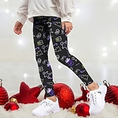 tanie Dziewczęce kostiumy na Halloween-Legginsy dziewczęce z grafiką 3D na Halloween, wiosna, jesień, aktywne, podstawowe, dziecięce, 4-12 lat, na zewnątrz, codzienne, regularne, krój