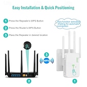 cheap Wireless Routers-1200M WiFi Repeater Universal Wireless Coverage Extender Compatible AP Mode WiFi Repeater Wall Plug Plug and Play Type