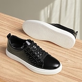 economico Sneakers da uomo-sneakers da uomo in similpelle intrecciata marrone - design casual con lacci e comoda suola bianca per l&#039;uso quotidiano