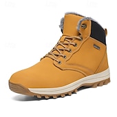 baratos Botas de caminhada-botas de inverno masculinas impermeáveis e isoladas com sola de borracha antiderrapante e forro de pele sintética para caminhadas ao ar livre
