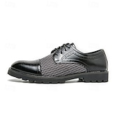 abordables Semi-formel-chaussures oxford pied-de-poule pour hommes - lacets en similicuir marron avec détails brogue et semelle robuste pour une tenue décontractée et formelle