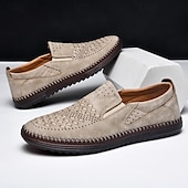 levne Pánské nazouváky a mokasíny-pánské prodyšné slip-on mokasíny - perforovaná ležérní obuv z umělého semiše s tkanými detaily a protiskluzovou podrážkou