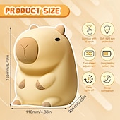halpa Decorative Lights-Cute Cartoon Capybara Silicone Night Light USB Rechargeable Timing Dimming Sleep Night Lamp for Children's Room Decor
