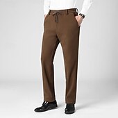 baratos Magro-Homens Social Calças de Veludo Calças chinês Bolsos Com Cordão Cintura elástica Côr Sólida Conforto Formal Festa Trabalho Moda Estilo Clássico Preto Azul Marinha Micro-Elástica