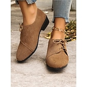 abordables années 1930-chaussures oxford en faux suède marron à imprimé léopard - chaussures plates à lacets élégantes pour femmes, parfaites pour les looks décontractés et vintage