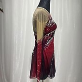 cheap Figure Skating Dresses-Figure skating costumes for adults and children customized red spandex mesh grading performance costumes competition training rhinestone women&#039;s skirts performance costumes