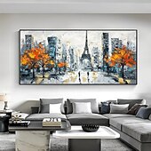 preiswerte Landschaftsgemälde-großes abstraktes Stadtgemälde handgemachtes urbanes Kunstgemälde handgemaltes Stadtskyline-Gemälde New York Skyline Ölgemälde New York City Gemälde Wandkunst großes abstraktes Gemälde