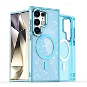 Недорогие Чехлы для Samsung-телефон Кейс для Назначение SSamsung Galaxy S24 Ultra S24 Plus S24 S24 ФЭ S23 S23 Ultra S23 Plus S25 Ультра Кейс на заднюю панель Магнитный Блеск Блеск Блестящий Защита от удара Ретро ПК Силикон