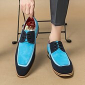 abordables Semi-formel-chaussures oxford à lacets de style vintage pour hommes – design en toile bicolore et similicuir pour une tenue formelle et décontractée