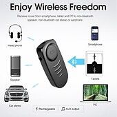 abordables Kit de Bluetooth/manos libres para coche-Receptor Bluetooth 5.0 para automóvil, adaptador auxiliar Bluetooth con cancelación de ruido, receptor de música Bluetooth para estéreo doméstico/auriculares con cable/llamadas manos libres, duración